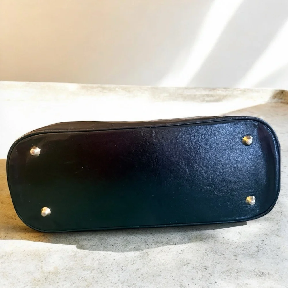 Sunsea Vintage Black Eel Skin Top Handle Crossbody 90s Structured Frame Bag